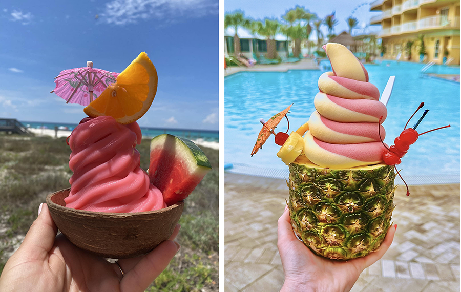 Coco Locos drinks in a pineapple PCB